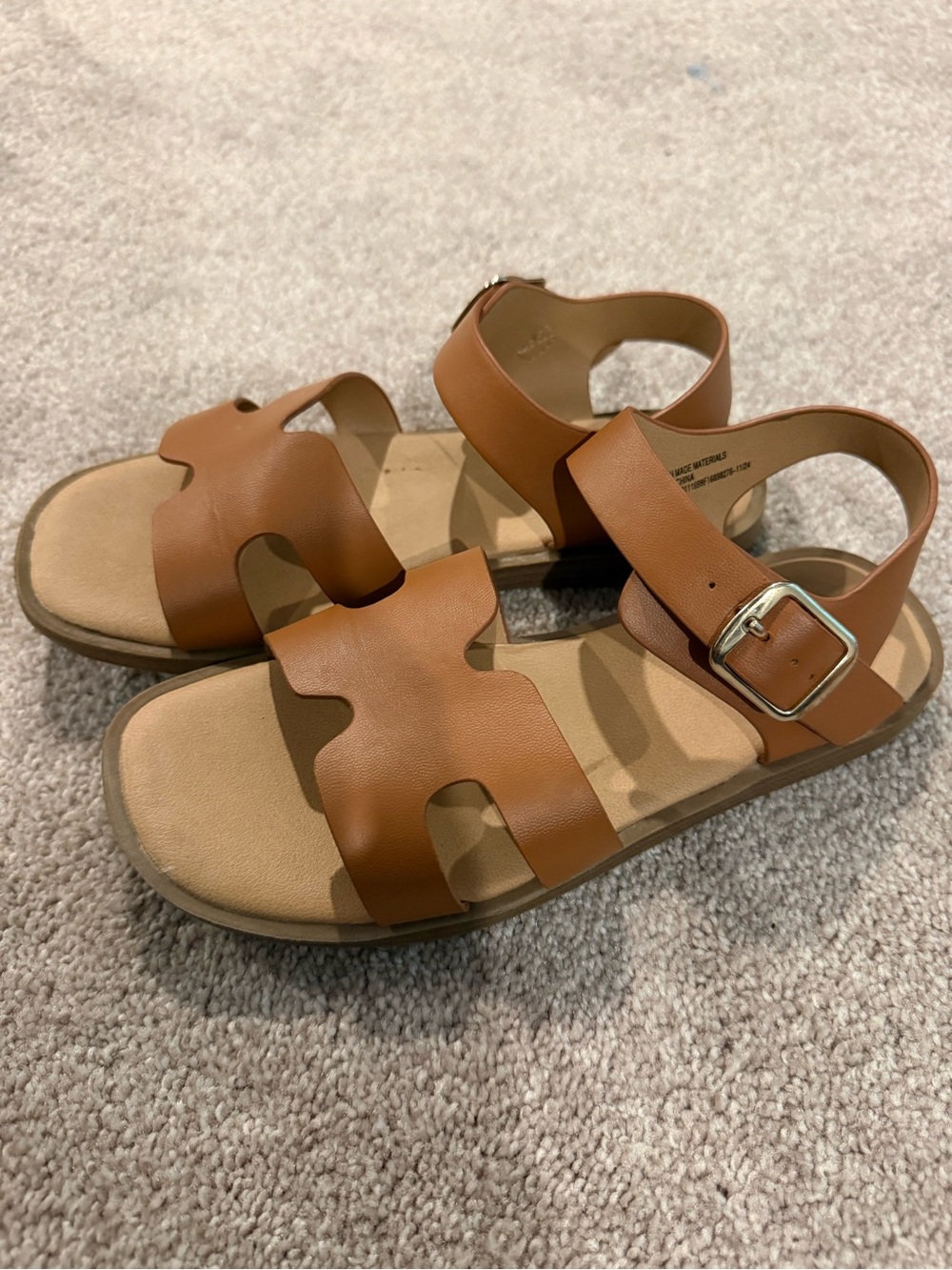 art class Tan Brown Buckle Kids Sandals